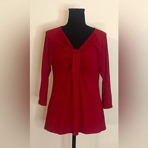 Talbots- Y2K red long sleeve with a knot in the middle top‎ Size M